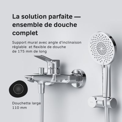 Mitigeur mécanique de baignoire avec douchette et support Robinet Salle de Bain Chromé, FXA15000  X-Joy AM.PM
