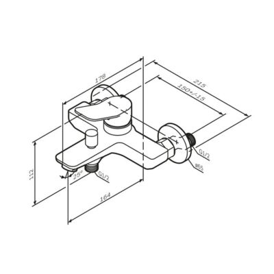 Mitigeur mécanique de baignoire avec douchette et support Robinet Salle de Bain Chromé, FXA15000  X-Joy AM.PM
