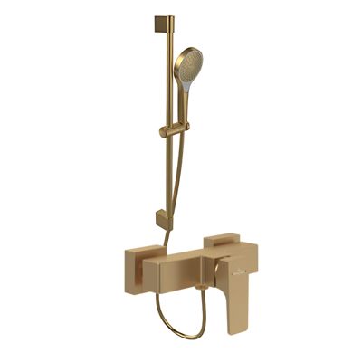 Mitigeur mécanique douche VILLEROY ET BOCH Architectura Square + Ensemble de douche Verve Showers 3 jets Or brossé