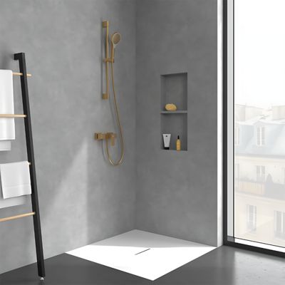 Mitigeur mécanique douche VILLEROY ET BOCH Architectura Square + Ensemble de douche Verve Showers 3 jets Or brossé