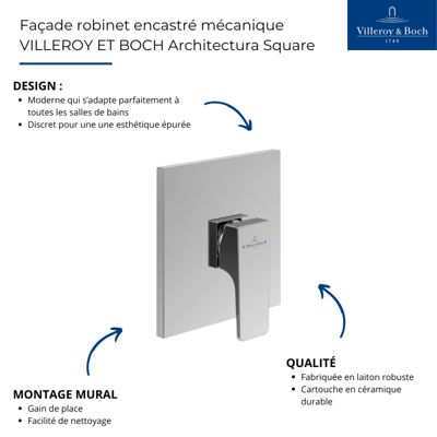 Mitigeur mécanique encastré VILLEROY ET BOCH Architectura Square Or brossé