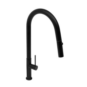 mitigeur monocommande avec douchette extractible et bras pivotant, 2 jets, Noir mat (SATBSD288C)