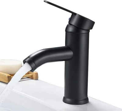 Mitigeur monocommande noir avec mitigeur eau chaude et eau froide pour salle de bain et cuisine
