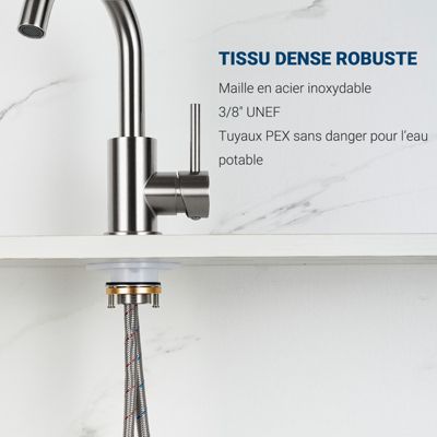 Mitigeur pivotant 360, argent, acier inoxydable, eau chaude/froide, facile à installer, lavabo, petite cuisine, bain/cuisine