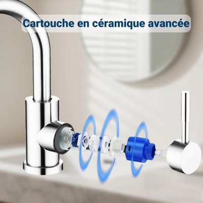 Mitigeur pivotant 360, chromé, acier inoxydable, eau chaude/froide, facile à installer, lavabo, petite cuisine, bain/cuisine