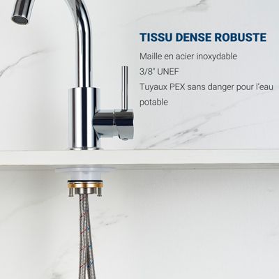 Mitigeur pivotant 360, chromé, acier inoxydable, eau chaude/froide, facile à installer, lavabo, petite cuisine, bain/cuisine