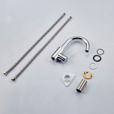 Mitigeur pivotant 360, chromé, acier inoxydable, eau chaude/froide, facile à installer, lavabo, petite cuisine, bain/cuisine