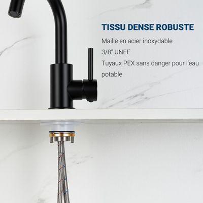 Mitigeur pivotant 360, noir, acier inoxydable, eau chaude/froide, facile à installer, lavabo, petite cuisine, bain/cuisine