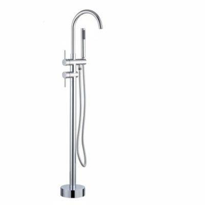 Mitigeur pour baignoire îlot Chrome Bec cascade, douchette, laiton massif