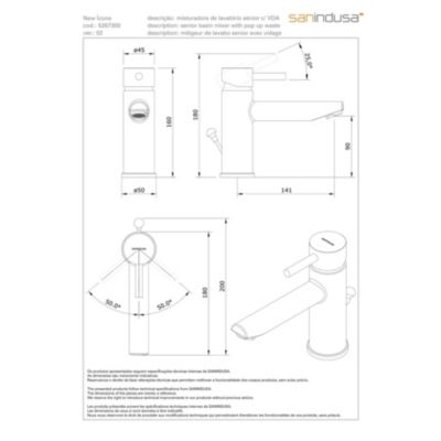 Mitigeur pour lavabo ou vasque bec long SANINDUSA New Icone chromé économie d'énergie Cold Open