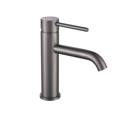 Mitigeur, robinet de lavabo pour salle de bain rond design et moderne (Gris brossé) LuxuryBain