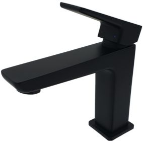 Mitigeur Sur Pied elegant Monocommande Lavabo Salle De Bains Noir Rectangle