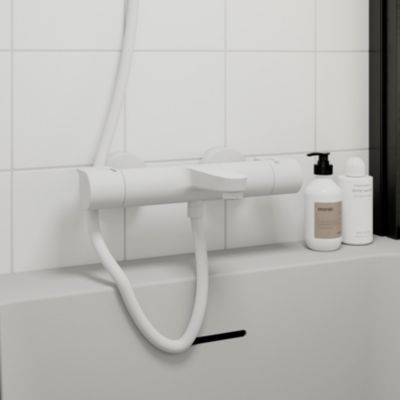 Mitigeur thermostatique bain/douche blanc GoodHome Cavally
