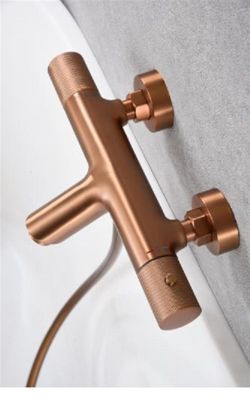 Mitigeur thermostatique bain / douche LINE - Doré brossé
