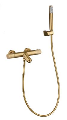 Mitigeur thermostatique bain / douche LINE - Doré brossé