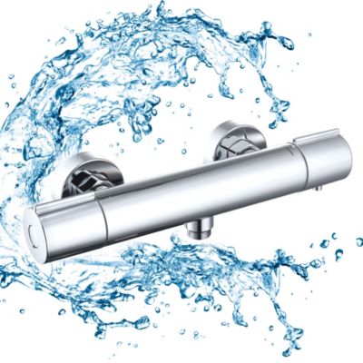 Mitigeur Thermostatique Douche Robinet Mitigeur Douche pour Colonne de Douche Baignoire Robinetterie de Bain en Laiton Chromé