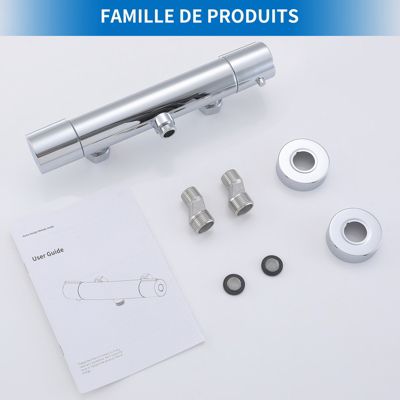 Mitigeur Thermostatique Douche Robinet Mitigeur Douche pour Colonne de Douche Baignoire Robinetterie de Bain en Laiton Chromé