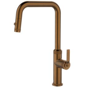 Mitigeur évier à douchette extractible cuivre brossé Essebagno Molette
