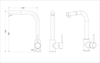 Mitigeur évier à douchette extractible façon inox Essebagno Kiwo