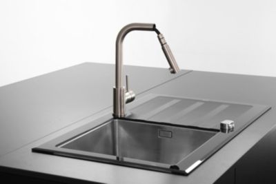 Mitigeur évier à douchette extractible façon inox Essebagno Kiwo