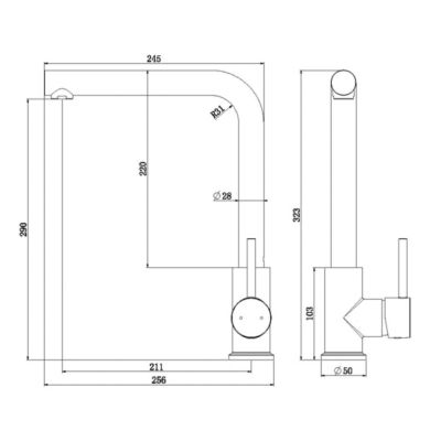 Mitigeur évier façon inox et bec bleu Essebagno Esseloki