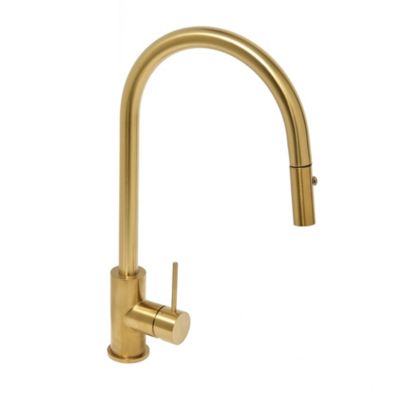Mitigeur évier à levier sur pied 44 cm avec douchette extractible 2 jets, or brossé (SATBAUR286BG)