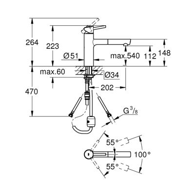 Mitigeur évier - monocommande avec douchette - Concetto - 31129001 - Grohe