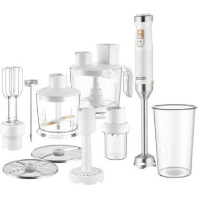 Mixeur Electrique  plongeant 10 en 1 - SENCOR - SHB 6551WH - 1500 W - Technologie TITANIUM QuadBlade - Blanc