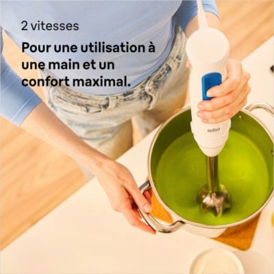 Mixeur Electrique  plongeant - BRAUN - MultiQuick MQ30001M - 900 W - 2 vitesses - Blanc / Bleu