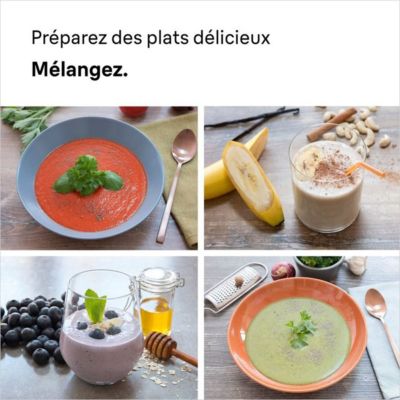 Mixeur Electrique  plongeant - BRAUN - MultiQuick MQ30001M - 900 W - 2 vitesses - Blanc / Bleu