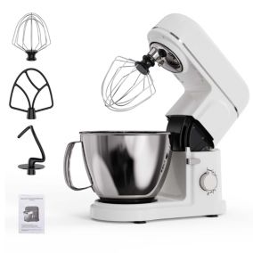 Mixeur sur pied, 3 en 1 à 10 vitesses avec tête inclinable de 14 l, mélangeur de cuisine pour la cuisson,Blanc