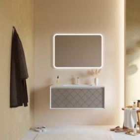 Mobile bagno sospeso 100cm in grigio chiaro con specchio a led - miami