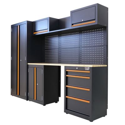 Mobilier d'atelier Fisher Darex en acier noir l.259 x H.183 x P.45.8 cm
