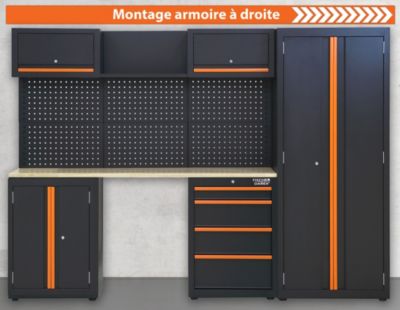 Mobilier d'atelier Fisher Darex en acier noir l.259 x H.183 x P.45.8 cm
