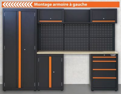 Mobilier d'atelier Fisher Darex en acier noir l.259 x H.183 x P.45.8 cm