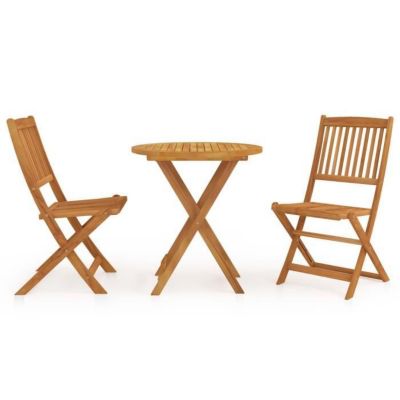 Mobilier de jardin - Acacia - Ensemble pliable 3 pcs - Table ronde - 4 personnes - Facile à nettoyer