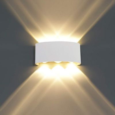 Moderne Lampe Murale LED Applique Murale Up Down Imperméable Aluminium 6W Blanc Chaud Classe énergétique ABlanc