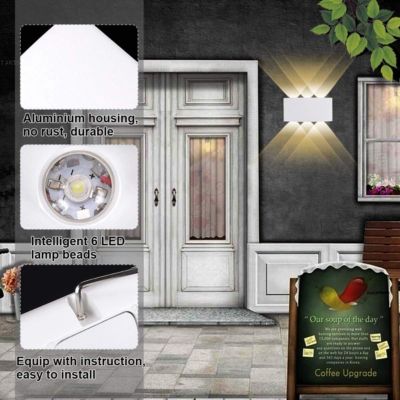 Moderne Lampe Murale LED Applique Murale Up Down Imperméable Aluminium 6W Blanc Chaud Classe énergétique ABlanc