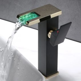 Moderne Robinet Salle de Bain Cascade, Design Elégant Robinet Lavabo, Mitigeur en Laiton, Robinetterie Chromé G 3/8  Nior