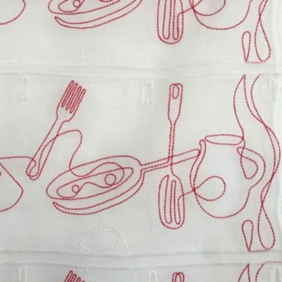 Modulable brodé ustensiles de cuisine (45x220 cm - Rouge)