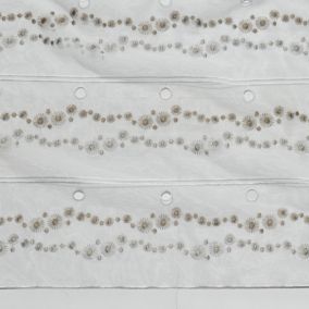 Modulable à petites fleurs brodées (0.70x2.2 m - Taupe)