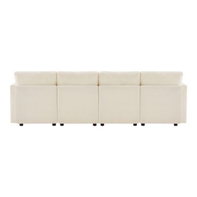 Modulaire Chenille Sofa U/L,incl. 4 coussins décoratifs et 2 appuie-tête,Chenille,Beige