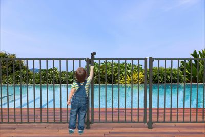 Module à barreaux L.200 cm en aluminium gris Alumin'home – Barrière de piscine sécurisée – Élément de protection extérieure longue portée