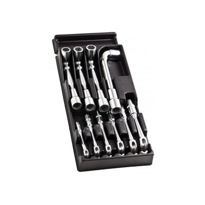 Module de 10 clés à pipe débouchées 6 pans FACOM MOD.75-1PB, plateau thermoformé PL.625 inclus