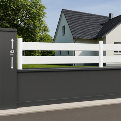 Module de clôture PVC blanc ajouré H 42 x L 150 cm 2 lisses horizontales