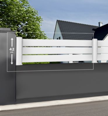 Module de clôture PVC blanc ajouré H 42 x L 150 cm ajourage horizontal