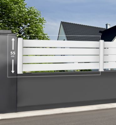 Module de clôture PVC blanc ajouré H 55 x L 150 cm ajourage horizontal