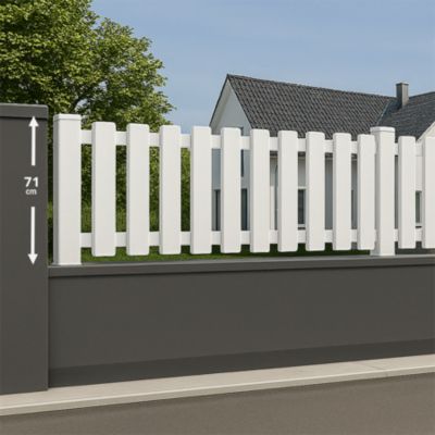 Module de clôture PVC blanc ajouré H 71 x L 150 cm à barreaudage vertical