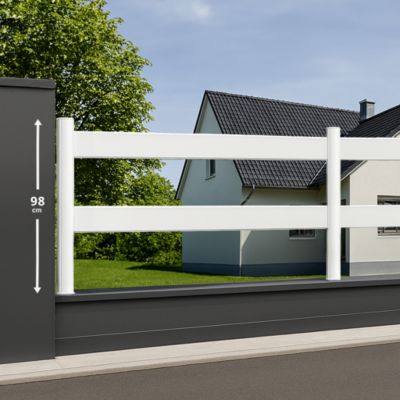 Module de clôture PVC blanc ajouré H 98 x L 150 cm 2 lisses ...