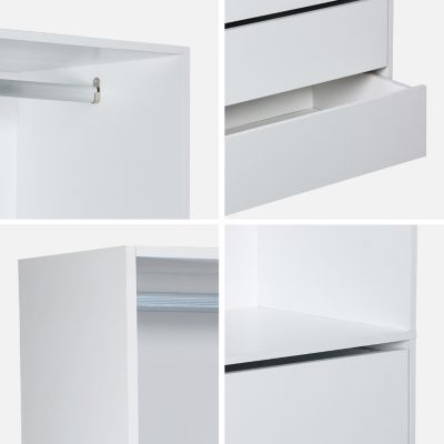 Module dressing avec 5 tiroirs et 2 étagères. Blanc. panneaux stratifiés